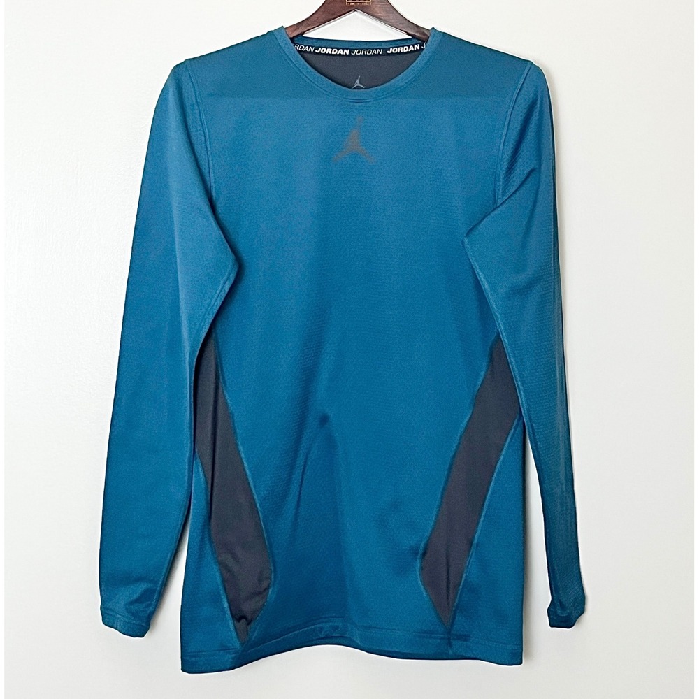 Jordan Thermal Base Layer Shirt Mens Medium Teal Blue Training Dri-FIT Fitted